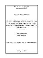 Tổ chức thông tin kế toán phục vụ cho việc ra quyết định tại công ty TNHH MTV đầu tư và phát triển kỳ hà  chu lai quảng nam