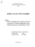 Nâng cao hiệu quả sử dụng tài sản tại công ty TNHH thương mại xuất nhập khẩu TTTK 
