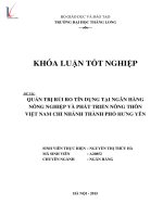 Quản trị rủi ro tín dụng tại ngân hàng nông nghiệp và phát triển nông thôn việt nam chi nhánh thành phố hưng yên 