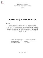 Hoàn thiện kế toán tập hợp chi phí sản xuất và tính giá thành sản phẩm tại công ty cổ phần quảng cáo và du lịch việt nam 
