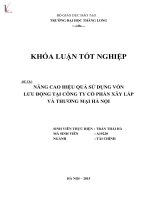 Nâng cao hiệu quả sử dụng vốn lưu động tại công ty cổ phần xây lắp và thương mại hà nội 
