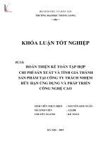 Hoàn thiện kế toán tập hợp chi phí sản xuất và tính giá thành sản phẩm tại công ty TNHH ứng dụng và phát triển công nghệ cao 