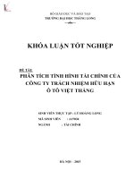 Phân tích tình hình tài chính của công ty trách nhiệm hữu hạn ô tô việt thắng 