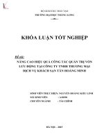 Nâng cao công tác quản trị vốn lưu động tại công ty TNHH thương mại dịch vụ khách sạn tân hoàng minh 