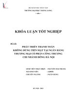 Phát triển thanh toán không dùng tiền mặt tại ngân hàng thương mại cổ phần công thương chi nhánh đông hà nội 