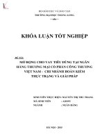 Mở rộng cho vay tiêu dùng tại ngân hàng thương mại cổ phần công thương việt nam chi nhánh hoàn kiếm thực trạng và giải pháp 