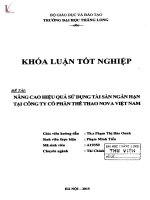 Nâng cao hiệu quả sử dụng tài sản ngắn hạn tại công ty cổ phần thể thao nova việt nam 