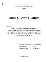 Nâng cao chất lượng cho vay tiêu dùng tại ngân hàng thương mại cổ phần đầu tư và phát triển việt nam chi nhánh cầu giấy 