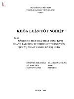Nâng cao hiệu quả hoạt động kinh doanh tại công ty TNHH một thành viên dịch vụ nhà ở và khu đô thị HUDS 