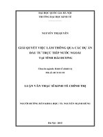 Giải quyết việc làm thông qua các dự án đầu tư trực tiếp nước ngoài tại tỉnh hải dương