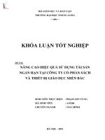 Nâng cao hiệu quả sử dụng tài sản ngắn hạn tại công ty cổ phần sách và thiết bị giáo dục miền bắc 