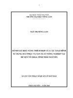 Đánh Giá Khả Năng Thích Hợp Của Các Loại Hình Sử Dụng Đất Phục Vụ Sản Xuất Nông Nghiệp Tại Huyện Võ Nhai, Tỉnh Thái Nguyên