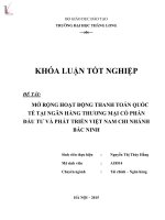 Mở rộng hoạt động thanh toán quốc tế tại ngân hàng thương mại cổ phần đầu tư và phát triển việt nam chi nhánh bắc ninh 