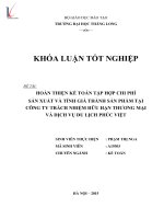 Hoàn thiện kế toán tập hợp chi phí sản xuất và tính giá thành sản phẩm tại công ty TNHH thương mại và dịch vụ du lịch phúc việt   phạm thị nga 