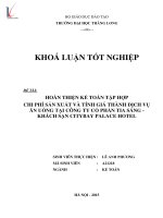Hoàn thiện kế toán tập hợp chi phí sản xuất và tính giá thành dịch vụ tại công ty cổ phần tia sáng   khách sạn citybay palace hotel 