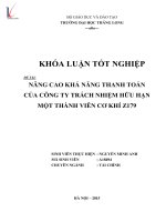 Nâng cao khả năng thanh toán tại công ty TNHH một thành viên cơ khí z179 