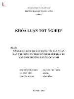 Nâng cao hiệu quả sử dụng tài sản ngắn hạn tại công ty TNHH tư vấn môi trường tân ngọc minh 