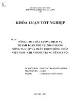 Nâng cao chất lượng dịch vụ thanh toán thẻ tại ngân hàng nông nghiệp và phát triển nông thôn việt nam chi nhánh trung yên hà nội 