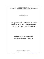 Giải quyết việc làm cho lao động xuất khẩu về nước trên địa bàn thị xã chí linh, tỉnh hải dương 