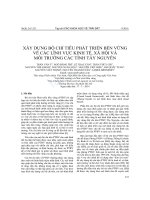 xây dựng bộ chỉ tiêu phát triển bền vững về các lĩnh vực kinh tế, xã hội và môi trường các tỉnh tây nguyên