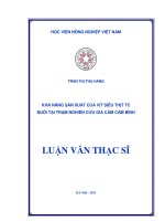 khả năng sản xuất của vịt siêu thịt tc nuôi tại trạm nghiên cứu gia cầm cẩm bình 