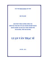 giải pháp tăng cường công tác kiểm tra thuế đối với các doanh nghiệp ngoài quốc doanh tại chi cục thuế thành phố hải dương, tỉnh hải dương
