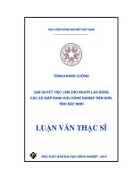 giải quyết việc làm cho người lao động các xã giáp ranh khu công nghiệp tiên sơn, tỉnh bắc ninh 