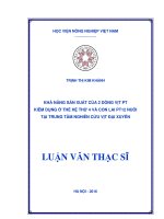 khả năng sản xuất của 2 dòng vịt pt kiêm dụng ở thế hệ thứ 4 và con lai pt12 nuôi tại trung tâm nghiên cứu vịt đại xuyên 