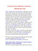 CÁCH SỬ DỤNG PREFER VÀ WOULD PREFER (ĐẦY ĐỦ)