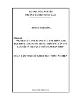 Nghiên Cứu Ảnh Hưởng Của Chế Phẩm Sinh Học Phar - Selenzym Trong Khẩu Phần Ăn Của Lợn Nái Và Hiệu Quả Chăn Nuôi Lợn Thịt