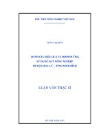 đánh giá hiệu quả và định hướng sử dụng đất nông nghiệp huyện hoa lư – tỉnh ninh bình 