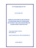 nghiên cứu ảnh hưởng của việc chuyển đổi đất nông nghiệp sang đất phi nông nghiệp đến thu nhập và việc làm của người nông dân tại quận hà đông, thành phố hà nội 