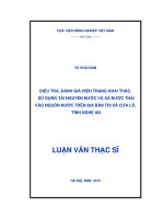điều tra, đánh giá hiện trạng khai thác, sử dụng tài nguyên nước và xả nước thải vào nguồn nước trên địa bàn thị xã cửa lò, tỉnh nghệ an 