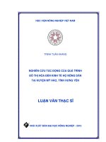nghiên cứu tác động của quá trình đô thị hóa đến kinh tế hộ nông dân tại huyện mỹ hào, tỉnh hưng yên 
