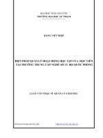 Biện pháp quản lý hoạt động học tập của sinh viên tại trường trung cấp nghề số 13