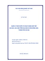quản lý nhà nước về hoạt động giết mổ gia súc, gia cầm trên địa bàn huyện đông anh, thành phố hà nội 