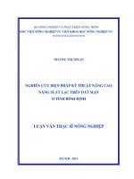 nghiên cứu biện pháp kỹ thuật nâng cao năng suất lạc trên đất mặn ở tỉnh bình định 