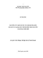 Nguyên Cứu Một Số Yếu Tố Ảnh Hưởng Đến Giá Đất Ở, Tại Địa Bàn Thành Phố Thái Nguyên Giai Đoạn 2005-2009