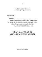 Nghiên Cứu Ảnh Hưởng Của Một Số Biện Pháp Kỹ Thuật Đến Khả Năng Sinh Trưởng, Phát Triển Của Giống Lúa Đặc Sản Khẩu Nậm Xít Tại Huyện Bắc Hà Tỉnh Lào Cai