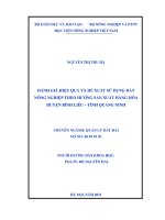 đánh giá hiệu quả và đề xuất sử dụng đất nông nghiệp theo hướng sản xuất hàng hóa huyện bình liêu – tỉnh quảng ninh 