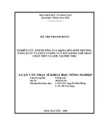 Nghiên Cứu Ảnh Hưởng Của MGSO4 Đến Sinh Trưởng, Năng Suất Và Chất Lượng Của Hai Giống Chè Shan Chất Tiền Và LDP1 Tại Phú Thọ