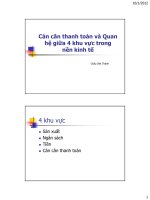 Bài giảng cán cân thanh toán và quan hệ giữa 4 khu vực trong nền kinh tế (2012)   châu văn thành