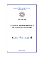 tối ưu hóa quy tr ình nhân sinh khối rễ tơ cây ba kích (morinda officinalis how ) 