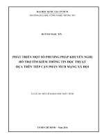 Phát triển một số phương pháp khuyến nghị hỗ trợ tìm kiếm thông tin học thuật dựa trên tiếp cận phân tích mạng xã hội