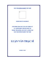 khả năng sản xuất của các dòng vịt cv  super meat ông bà nuôi tại trung tâm giống lợn chất lượng cao học viện nông nghiệp việt nam 
