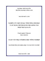 Nghiên Cứu Một Số Đặc Tính Nông Sinh Học Và Sử Dụng Chế Phẩm Em Cho Giống Táo Nhập Nội Tại Sa Pa