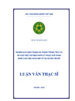 nghiên cứu hiện trạng hệ thống trồng trọt và đề xuất một số biện pháp kỹ thuật góp phần nâng cao hiệu quả kinh tế tại huyện yên mỹ 