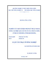 nghiên cứu một số biện pháp kỹ thuật nhằm nâng cao hiệu quả sản xuất lúa chất lượng ở thị xã ninh hòa tỉnh khánh hòa 