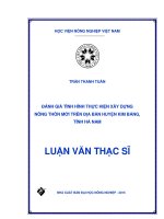 đánh giá tình hình thực hiện xây dựng nông thôn mới trên địa bàn huyện kim bảng, tỉnh hà nam 