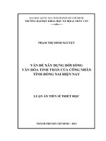 Vấn đề xây dựng đời sống văn hóa tinh thần của công nhân tỉnh đồng nai hiện nay